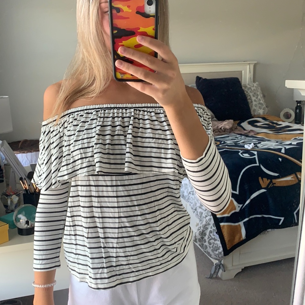 American Eagle striped off the shoulder top